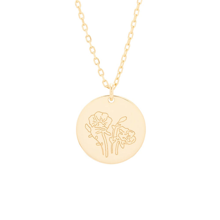 Gold August Flower Pendant - Poppy