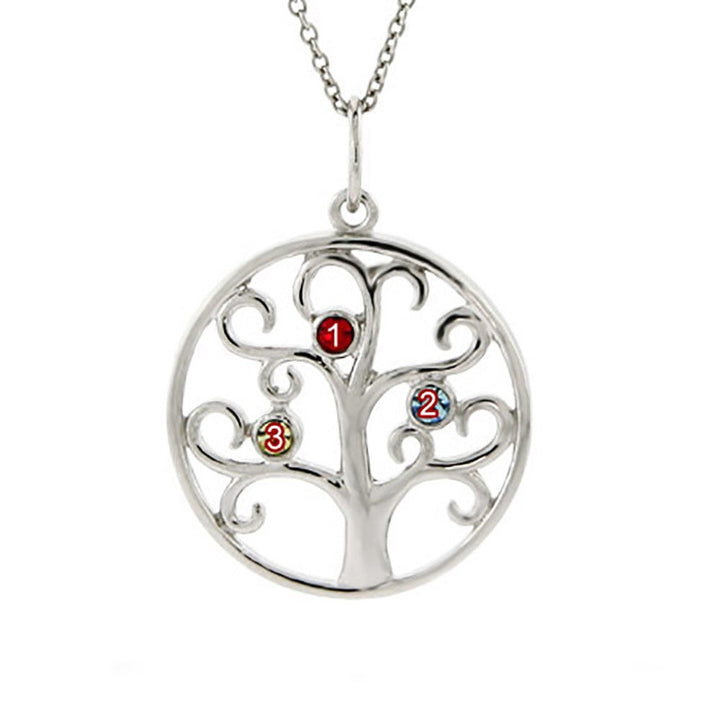 3 Stone Sparkling Crystal Family Tree Pendant