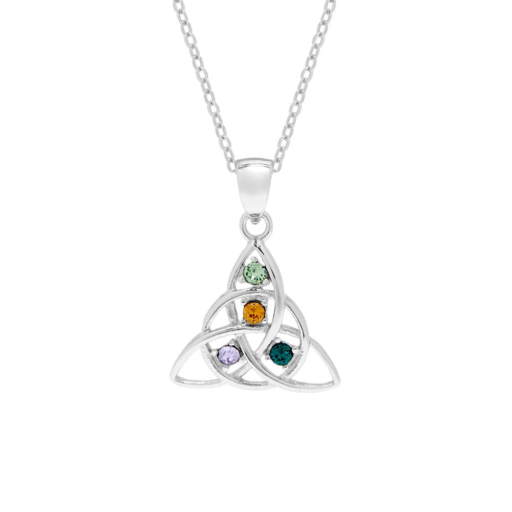 4 Stone Celtic Trinity Knot Crystal Custom Birthstone Pendant