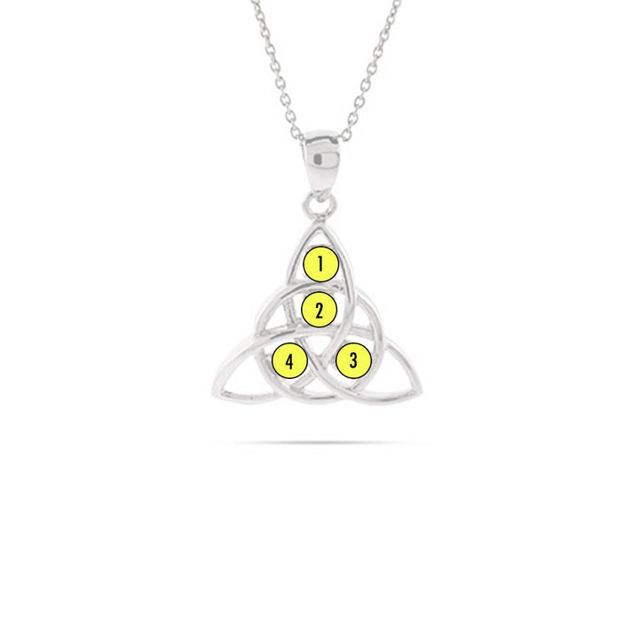 4 Stone Celtic Trinity Knot Crystal Custom Birthstone Pendant