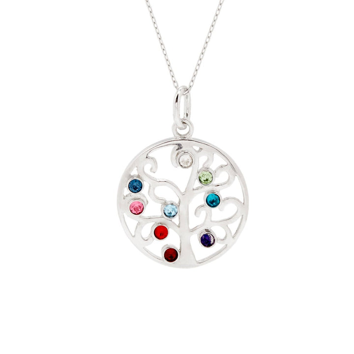 9 Stone Custom Birthstone Family Tree Pendant