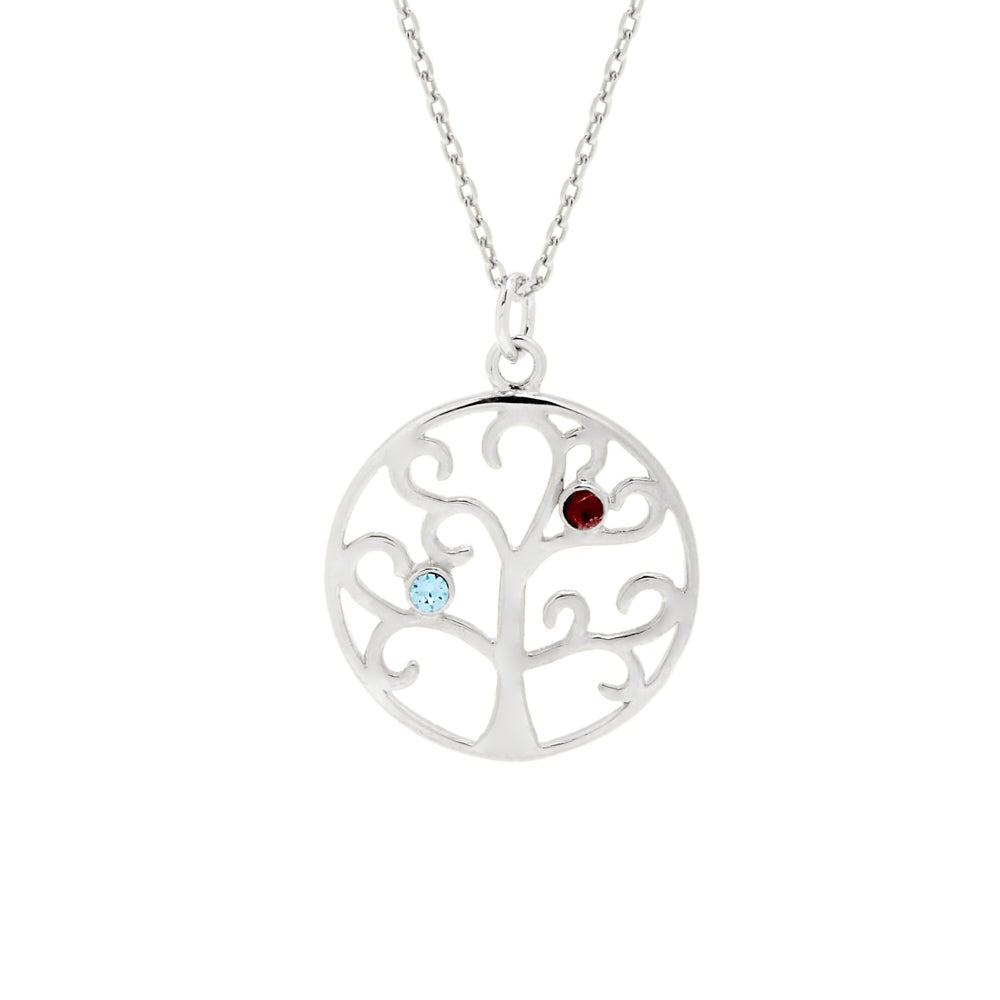 2 Stone Custom Birthstone Family Tree Pendant