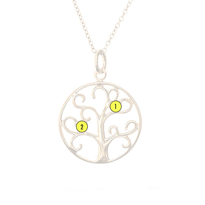 2 Stone Gold Family Tree Pendant