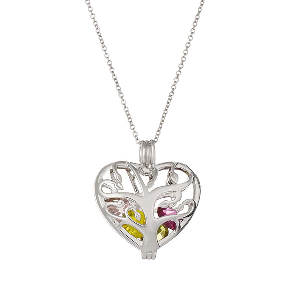 Heart Family Tree 6mm Round Birthstone Locket