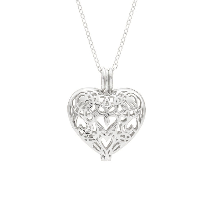 Filigree Heart Silver 4mm Round Birthstone Locket