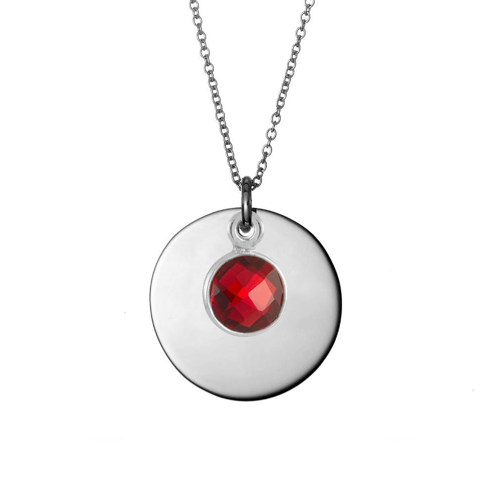 Custom Birthstone Mother's Silver Disc Necklace