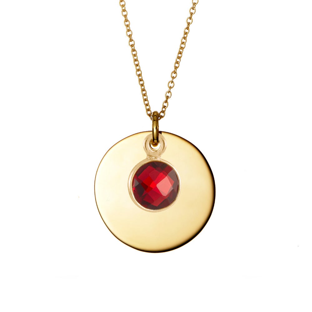 Custom Birthstone Mother's Gold Disc Necklace