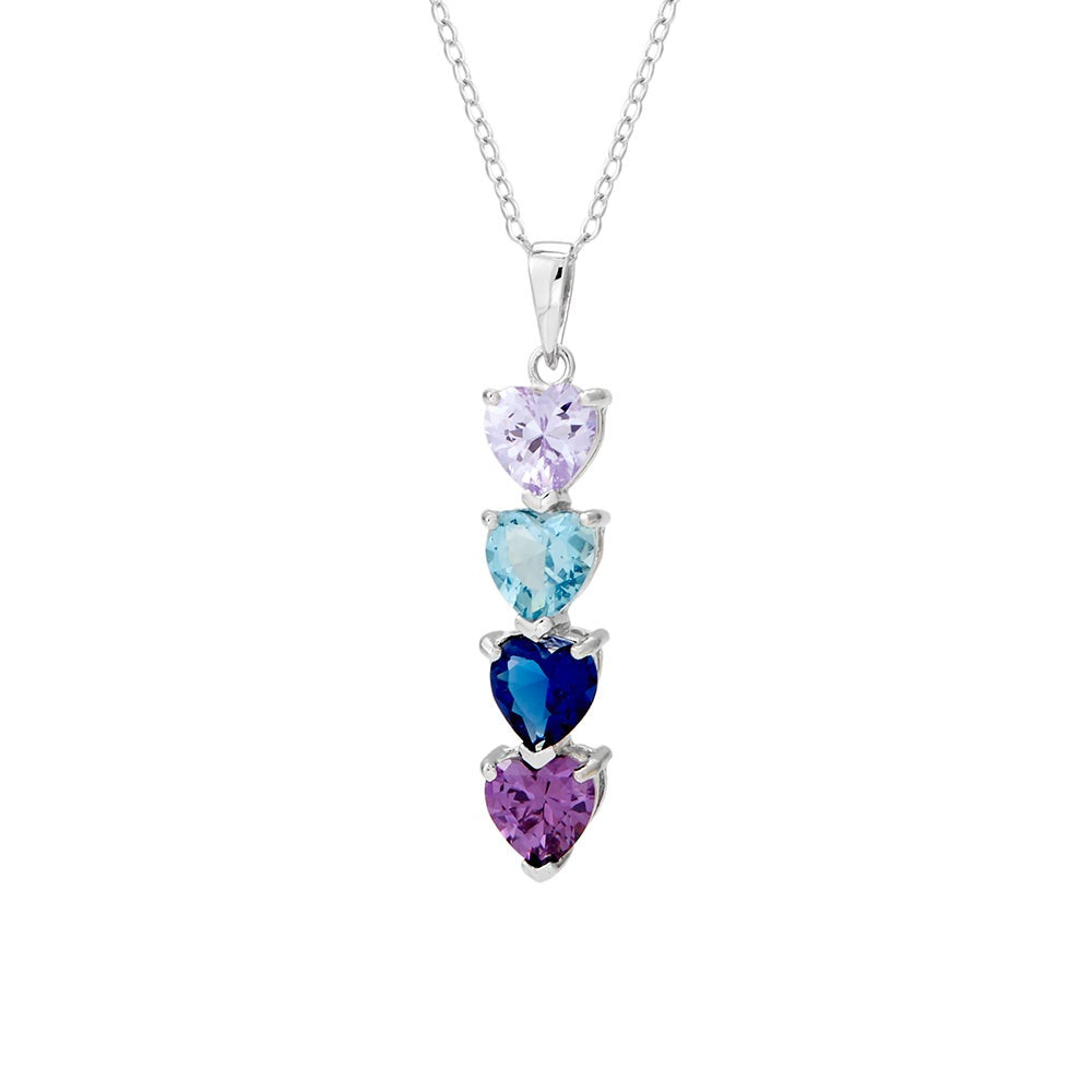 Personalized 4 Birthstone Heart Drop Necklace