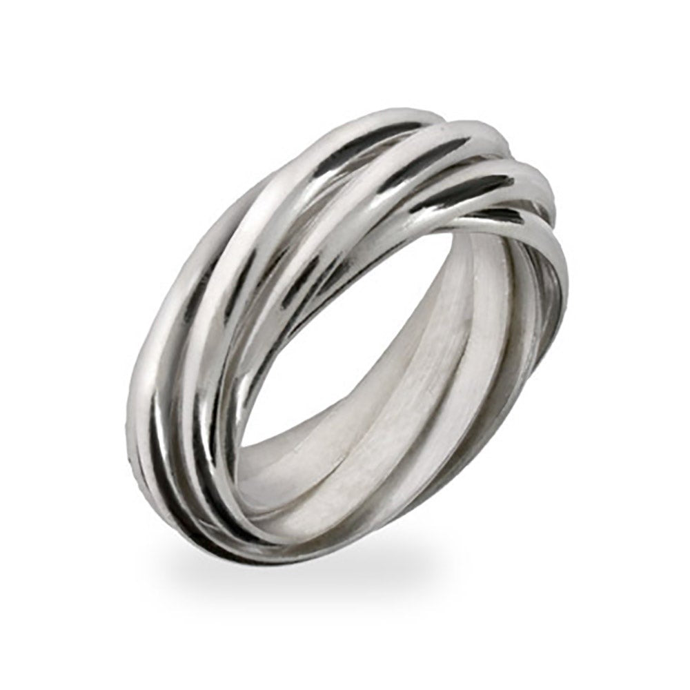 Seven Band Sterling Silver Rolling Ring