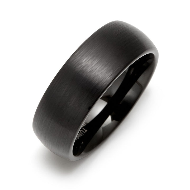 8mm Brushed Finish Black Comfort Fit Tungsten Ring