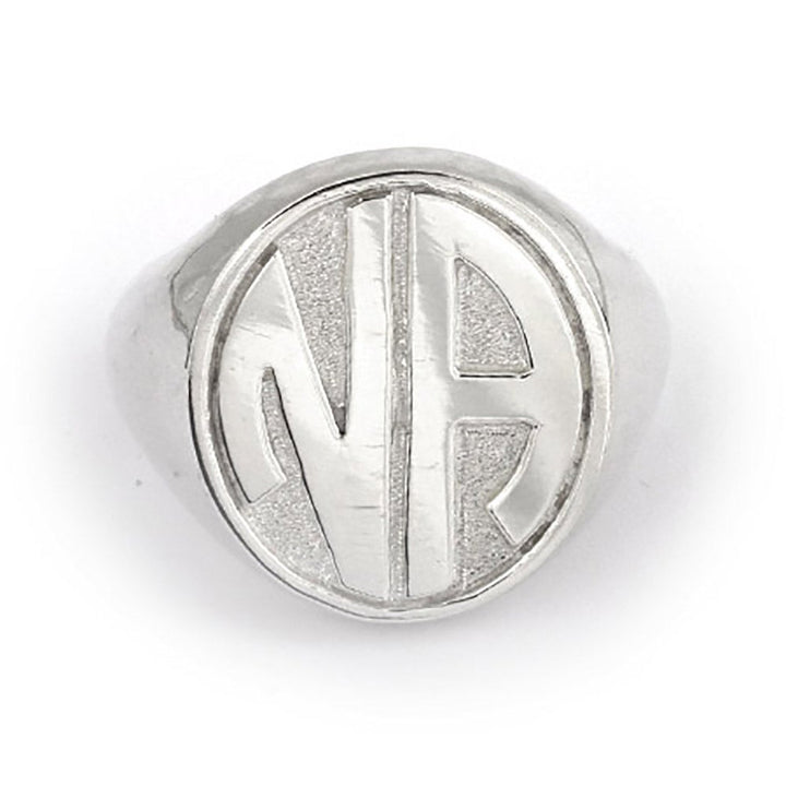 Block Two Initial Silver Signet Ring