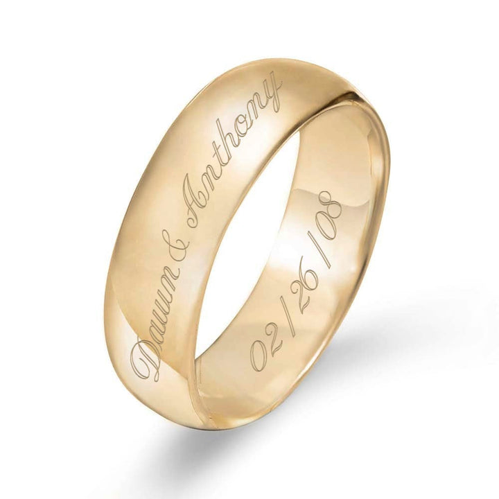 Engraved Couples 6mm Gold Message Ring