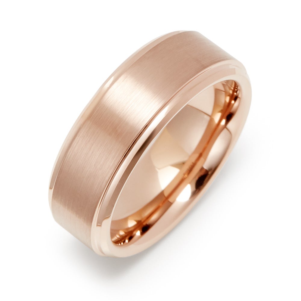 Men's Brushed Rose Gold Tungsten Ring