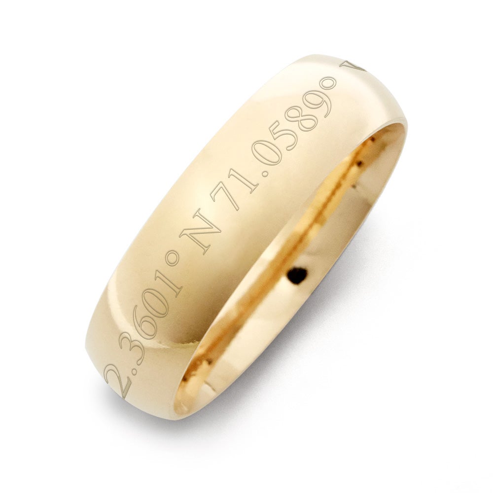 Custom Coordinate 6mm Gold Band