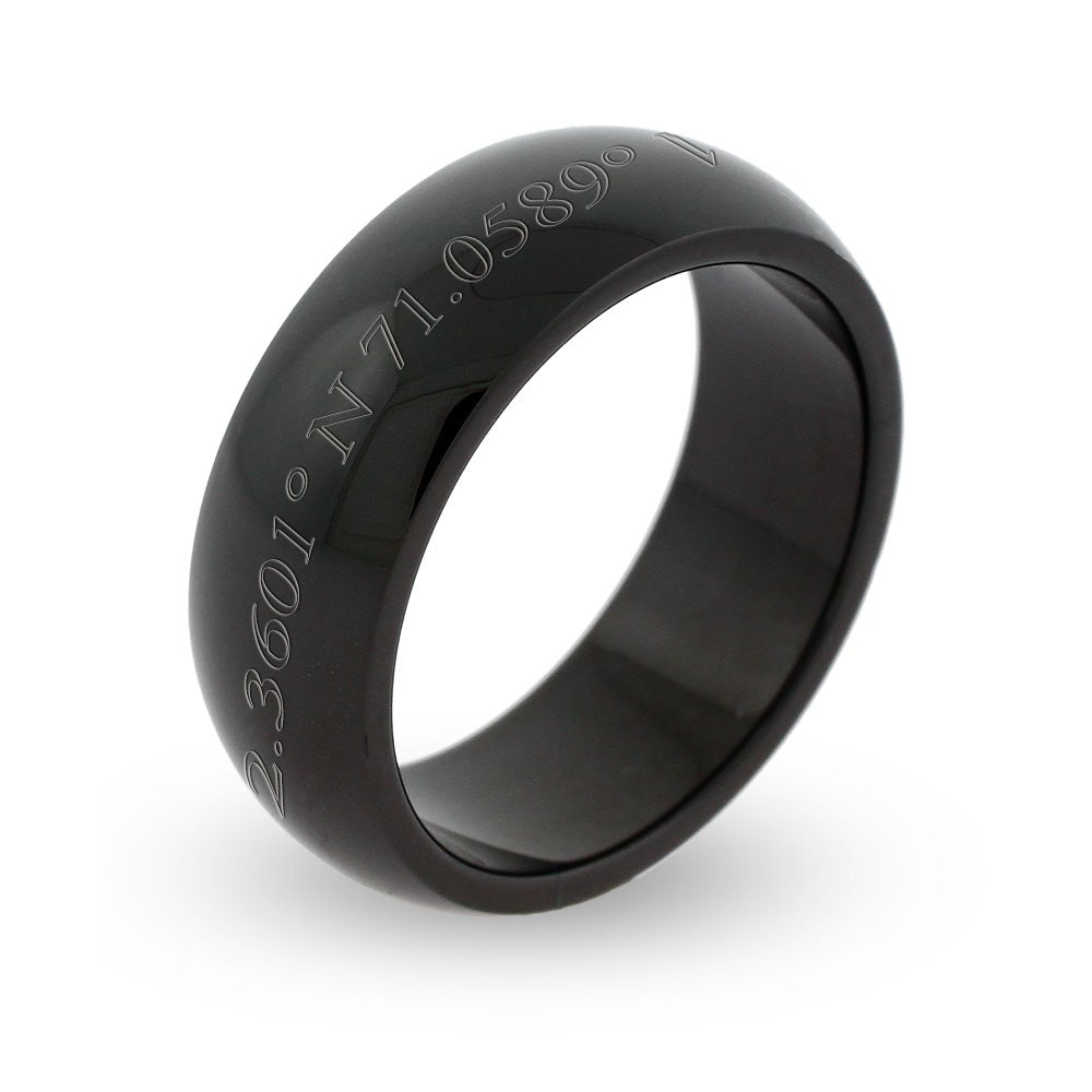 Custom Coordinate Black Plate Stainless Steel Band