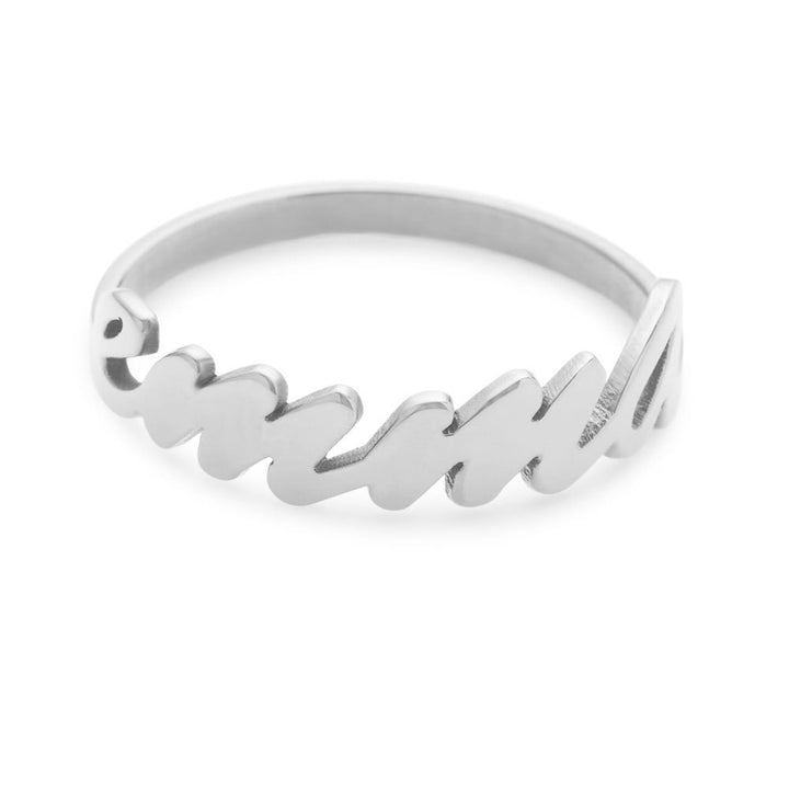 Thin Script Custom Silver Name Ring