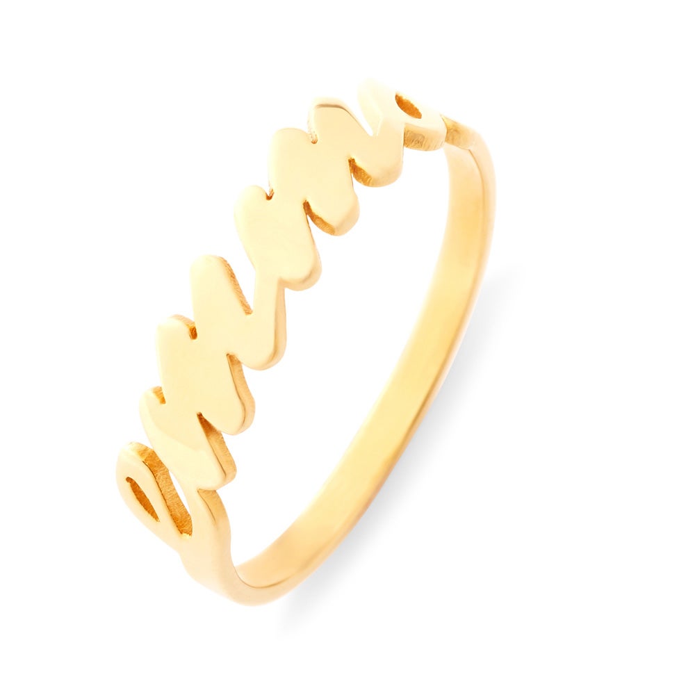 Thin Script Custom Gold Name Ring