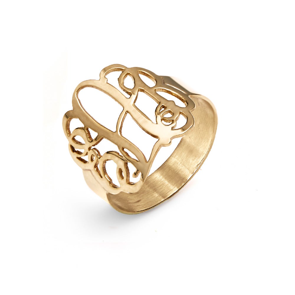 14K Gold Fancy Script Monogram Ring