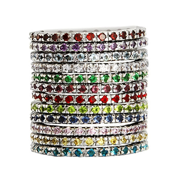 Peridot CZ Sterling Silver Stackable Eternity Band