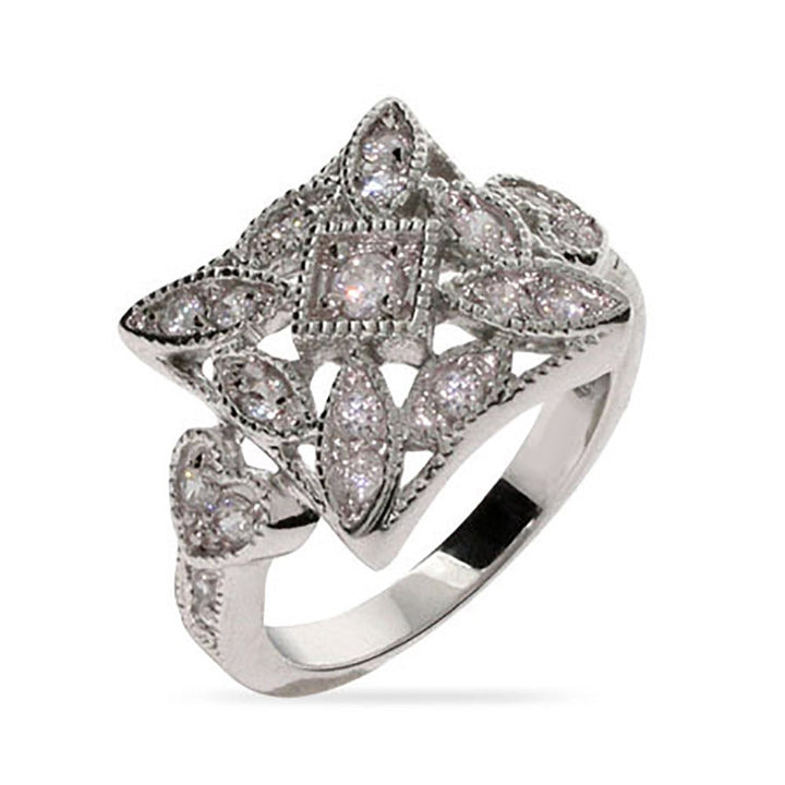 Square Shaped Vintage Style CZ Ring