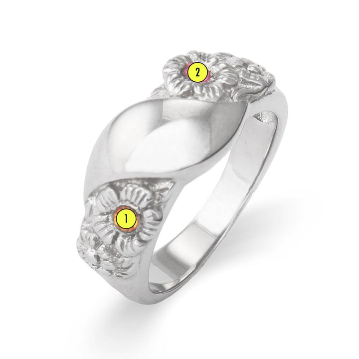 2 Stone Custom Initial Graduation Class Ring For Women