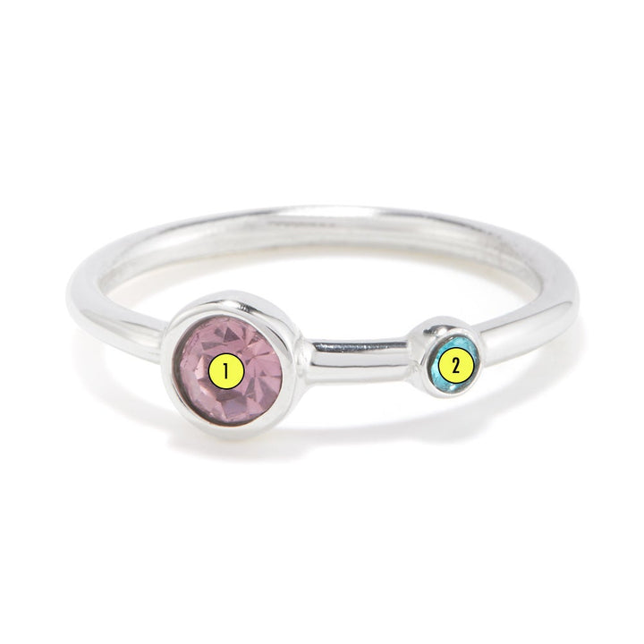 Mother and Child Custom Birthstone Silver Ring