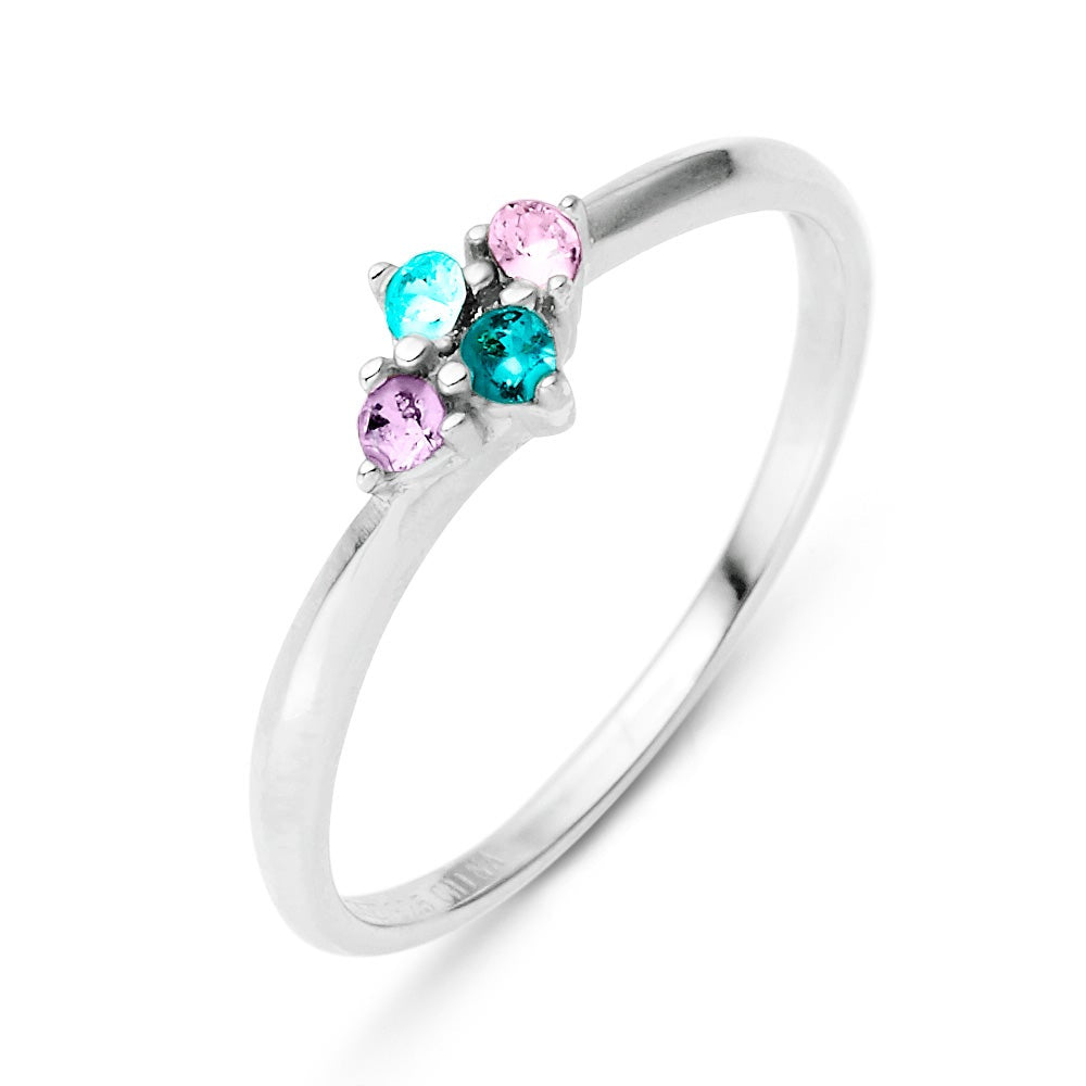 Petite 4 Stone Birthstone Silver Ring